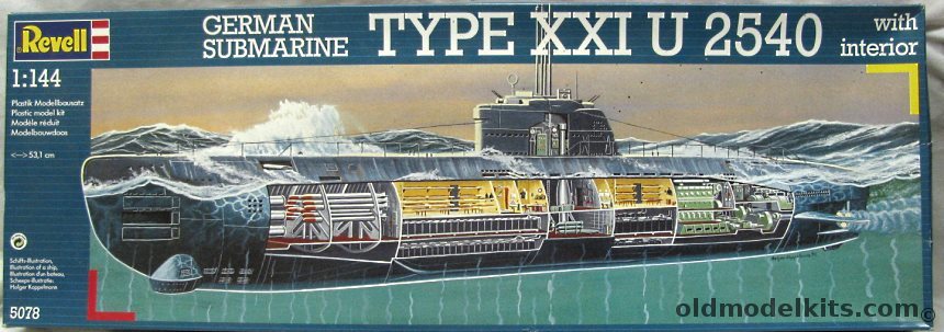 Revell 1/144 Type XXI U2540 (U-boat) - Submarine with Full Interior, 05078 plastic model kit
